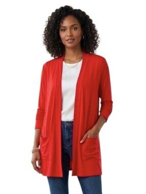 Cielo Red Open-Front Cardigan